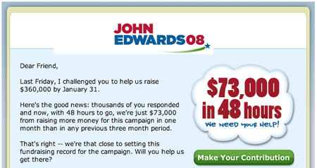 John Edwards’ last e-mail pitch