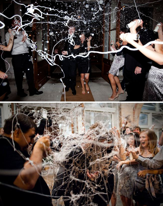 southern-wedding-21 silly string wedding exit