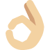 Ok hand sign (medium light skin tone) 👌🏼