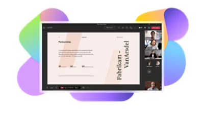 A member of a Teams video call scrolling through the slides of a presentation being given.