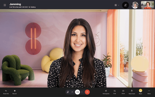 Gif showing the action of sending super reaction in call - clapping