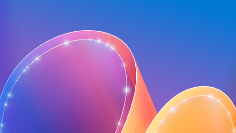 Blue background with bright ribbons