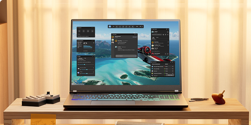 PC gaming Windows 11 avec un jeu d’aviation