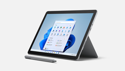 Surface Go 3 in kickstand mode with Surface Pen.