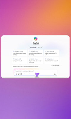 Copilot landing page with various options.