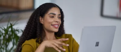 A person looking at a computer screen.