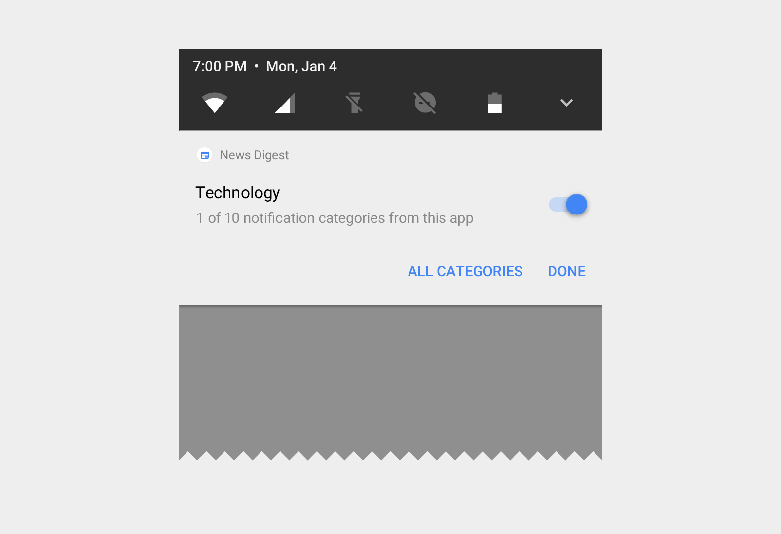 Android O 中通知的嵌入式控件。