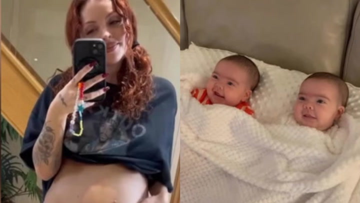 Jesy Nelson shares heartfelt tribute to twins on first birthday 