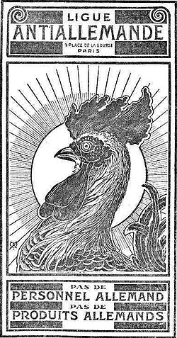 Galiar oilarra agertzen duen alemaniarren kontrako propaganda (1915).