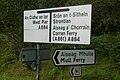 Bilingual Gaelic–English road sign, at Lochaline in the Scottish Highlands
