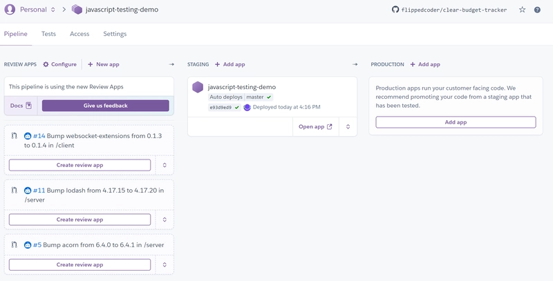 Heroku Flow view