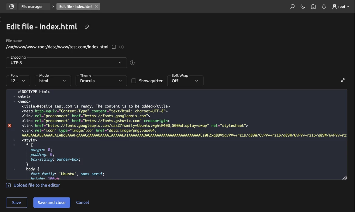 Built-in code editor