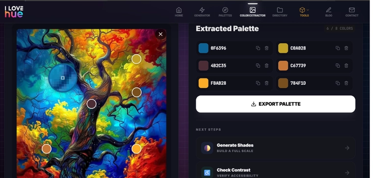 Image color extractor ilovehue.co