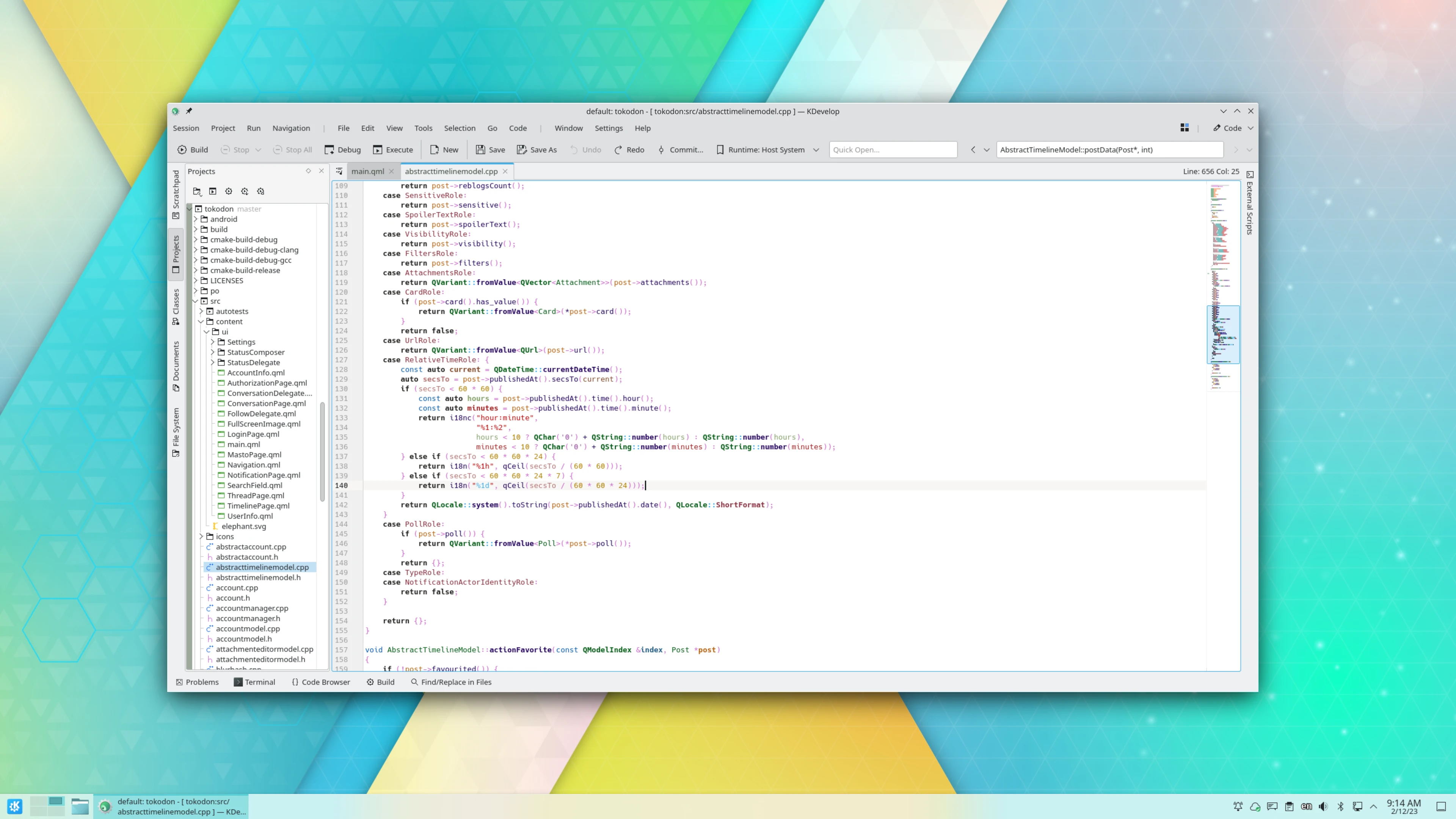Screenshot of kdevelop
