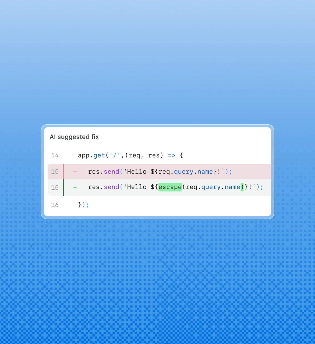 The image displays a code snippet from a JavaScript file named "collection.js" located in the "routes" directory. The code is highlighted in three steps, with Step 1 being the focus. In Step 1, the variable "jsonQuery" is assigned the value of "req.query.query". The code snippet includes four lines where variables are defined and assigned values from the request query object. The background has a gradient blue color.


